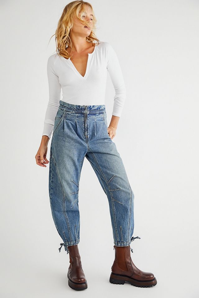 Baggy Cinched Jeans | Free People