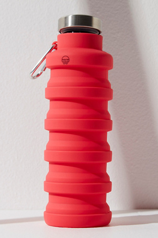 Mayim 20oz Collapsible Carabiner Bottle at Free People, Coral