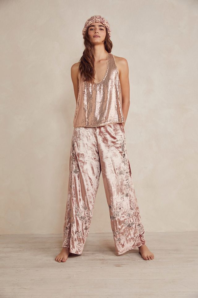 Embroidered Velvet Sleep Pants #3