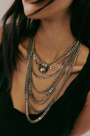 The Pistols Stacked Chain Choker by Free People in Silver