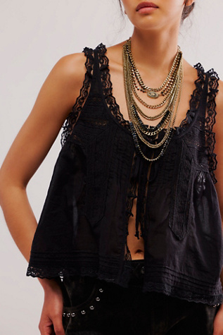 The Pistols Stacked Chain Choker at Free People in Dark Blue/Gold