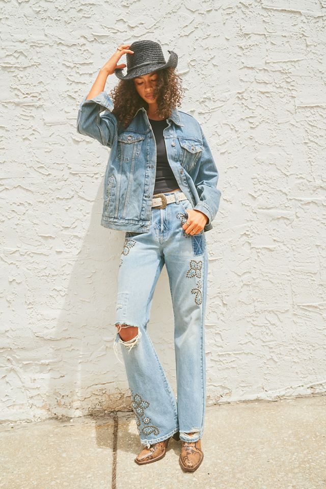 Free people 2025 oversized jean jacket