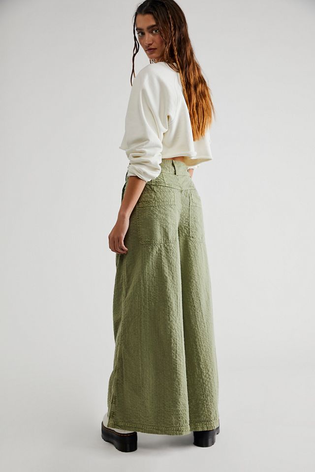 FREE PEOPLE MOVEMENT BLISSED OUT WIDE LEG PANTS - HEATHER GREY 6937