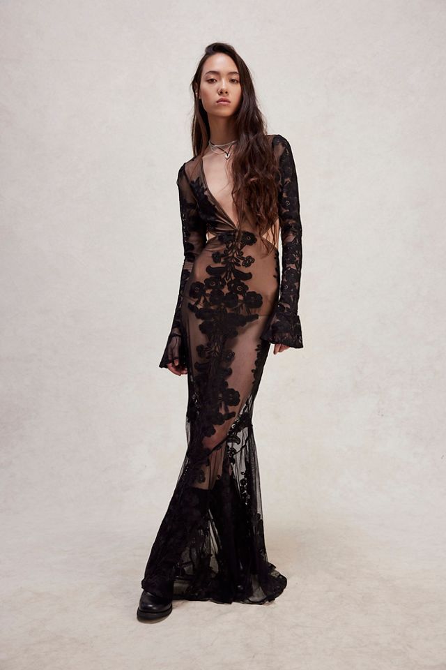 For love and lemons black long hot sale sleeve dress