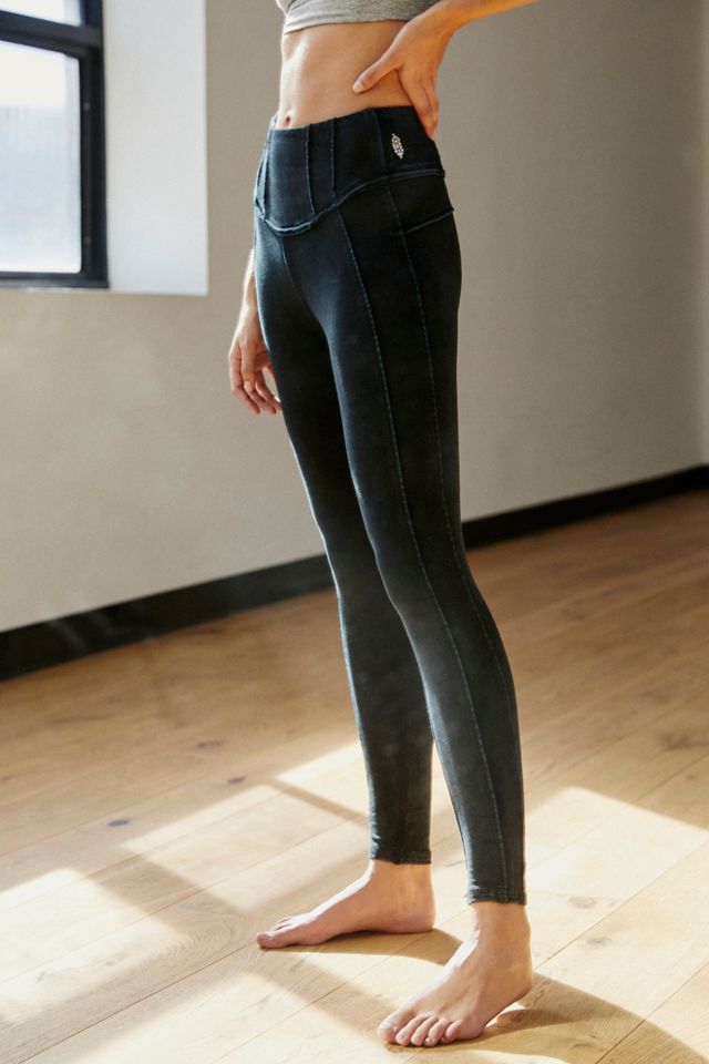 Leggings Femme Free People – Taille XS, Montante Haute, Longueur Cheville, Orange