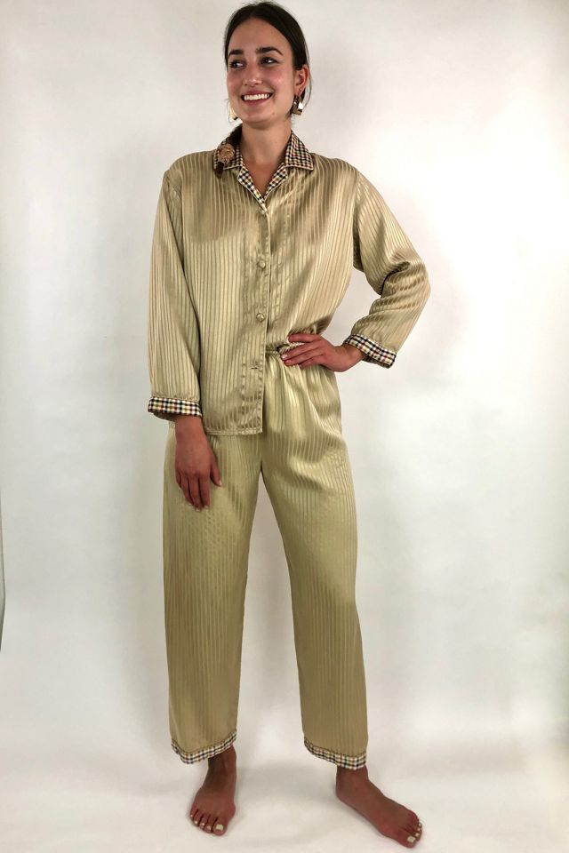 Gold Burberry Inspired Preloved Silk Pajama Set Selected by Picky