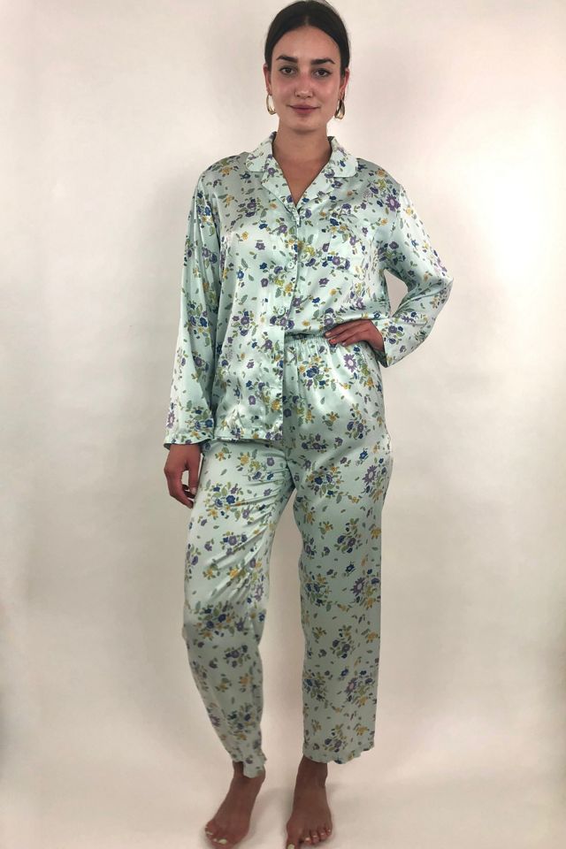 Mint Green Floral Preloved Pajama Set Selected by Picky Jane