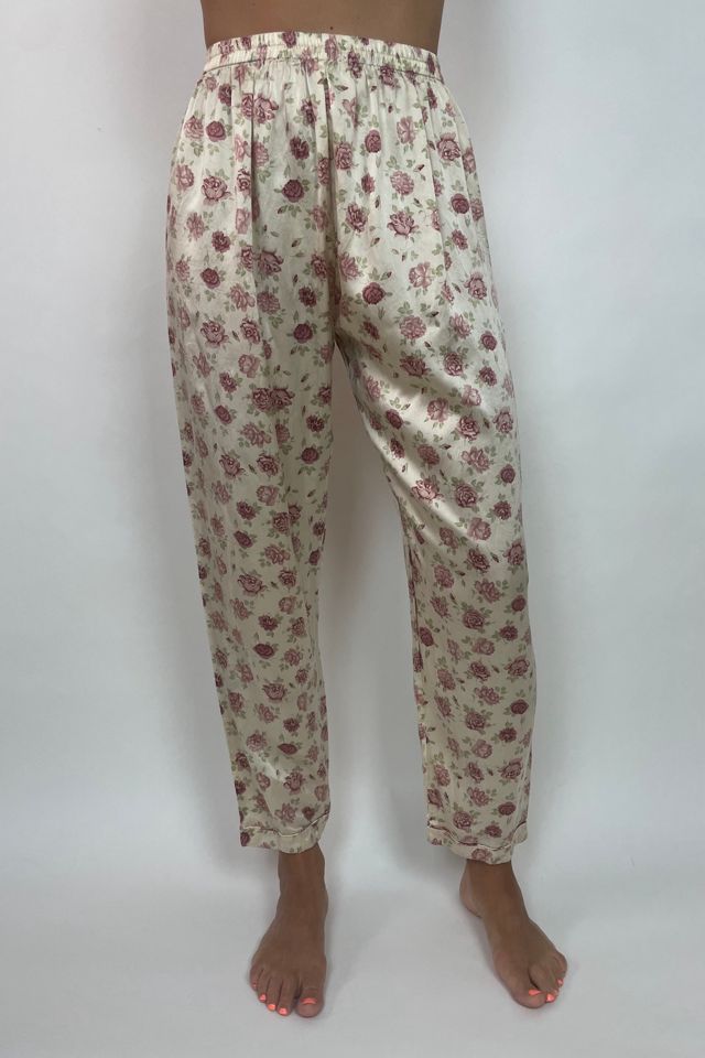 Vintage Pink Floral Silk Pajama Pants Selected by Picky Jane