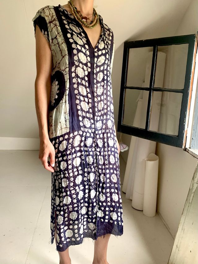 knee length dresses for ladies Women's Batik Midi Dress - Blue Floral