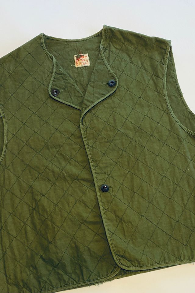 Vintage 1950s Quilted French Military Vest Selected by Personal