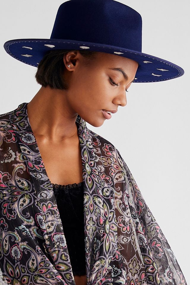 Moon Cycle Hand Embroidered Felt Hat | Free People UK display picture 2