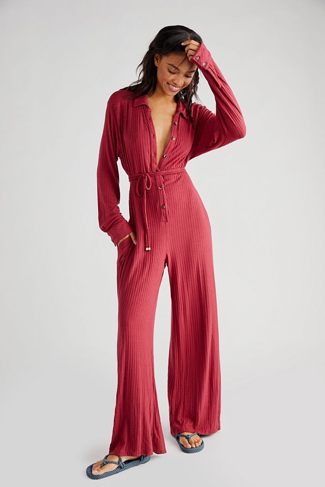 Free People Aloha One Piece Jumpsuit in Red