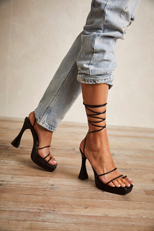 black wrap platform sandals