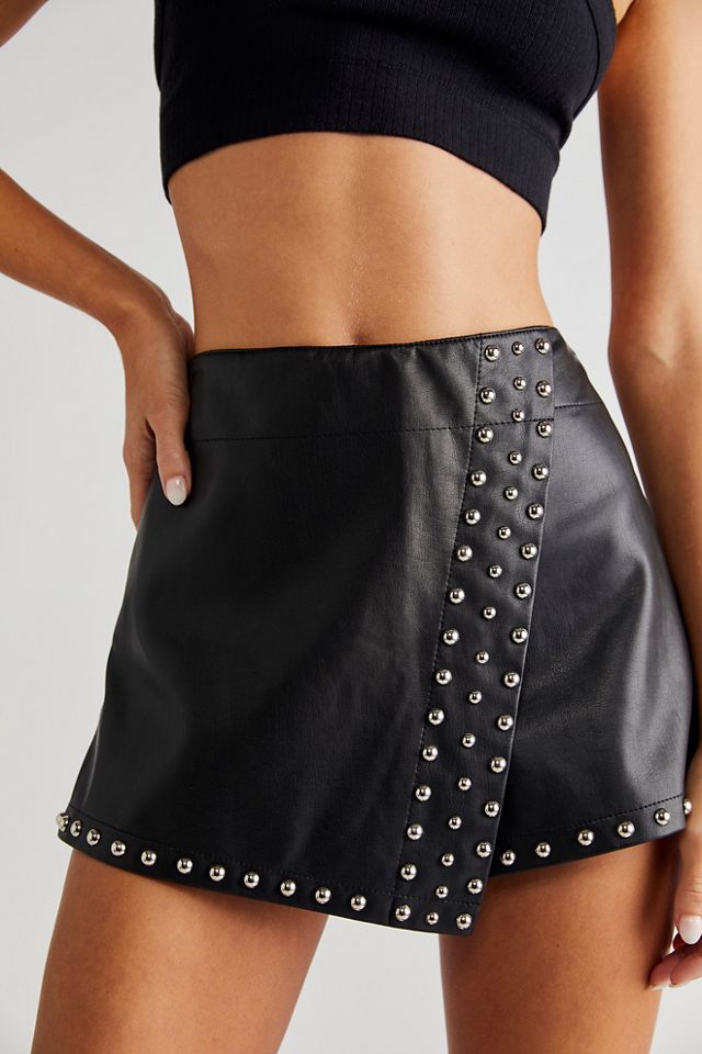 Current Mood Studded Pleated Micro Mini Skirt - Black