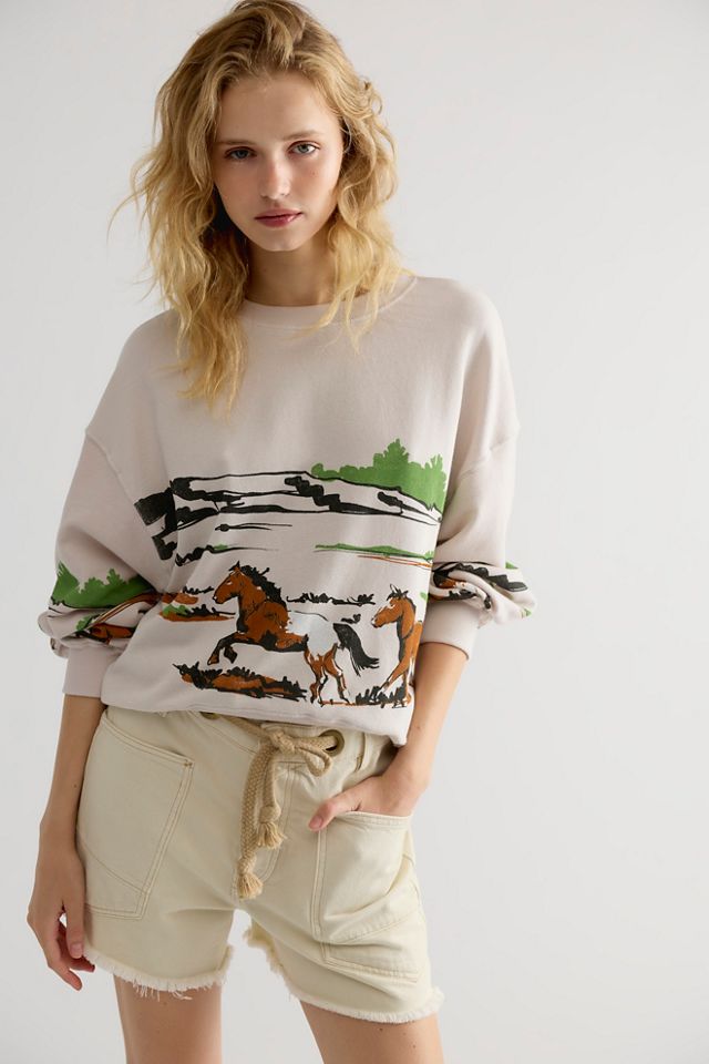 Running Horses Oversized Crewneck #2