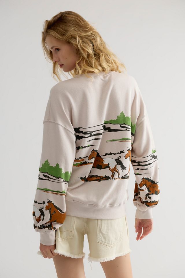 Running Horses Oversized Crewneck #1