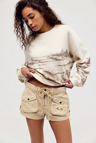 Running Horses Oversized Crewneck by Daydreamer at Free People in Ivory Combo, Size: Large