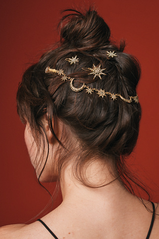 Free People Celestial Empyrean Barrette Celestial Serpent Barrette Set in Solar Flare – Paper Spaceship main image 3