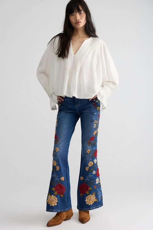 Driftwood Farrah Embroidered Flare Jeans #2