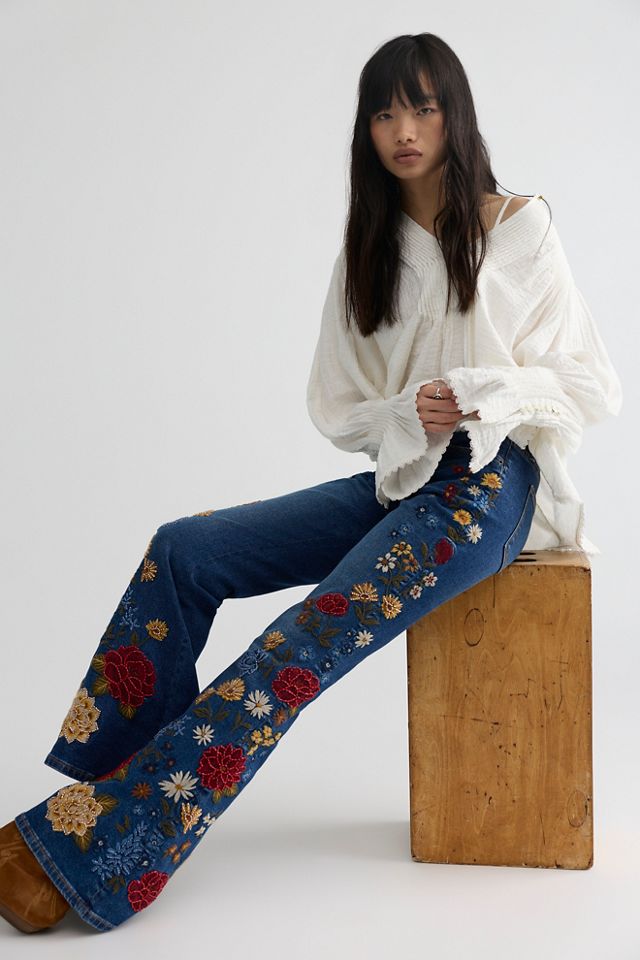 Driftwood Farrah Embroidered Flare Jeans #3