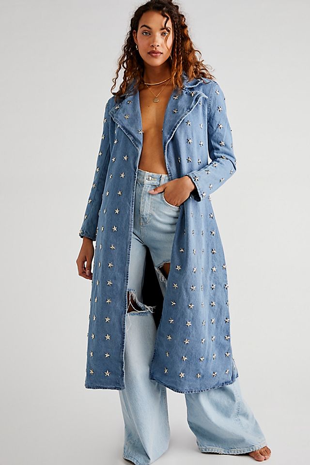 Star Studded Denim Trench | Free People