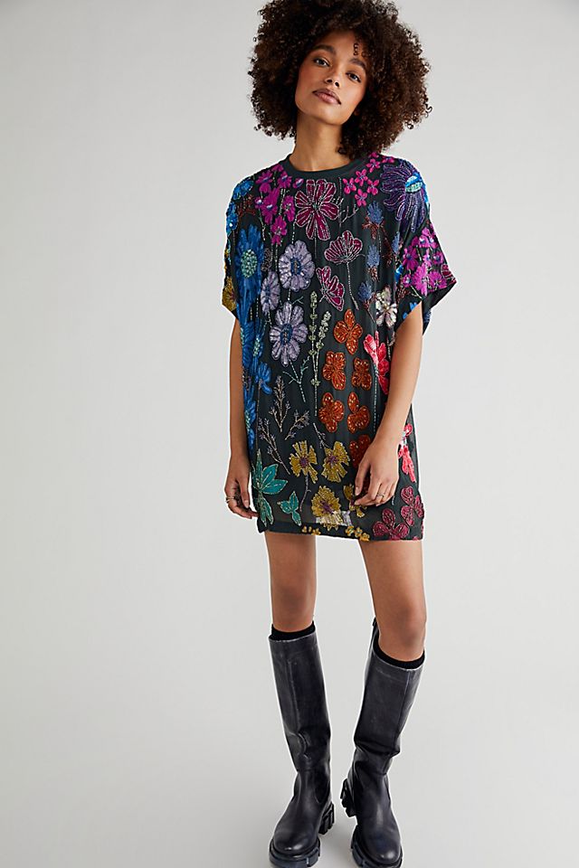 free people beaded dress Tropics Mini by in Black, Size: L So charming and vintage Free People Beaded Dresses for