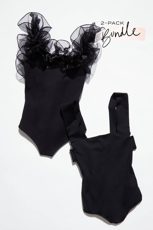 Free People Oh She's Strappy Bodysuit in Black