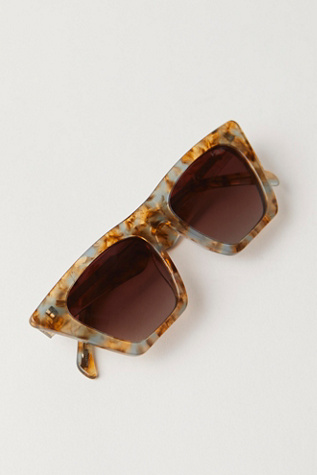 Lucy Polarized Cat Eye Sunglasses at Free People in Blue Tort