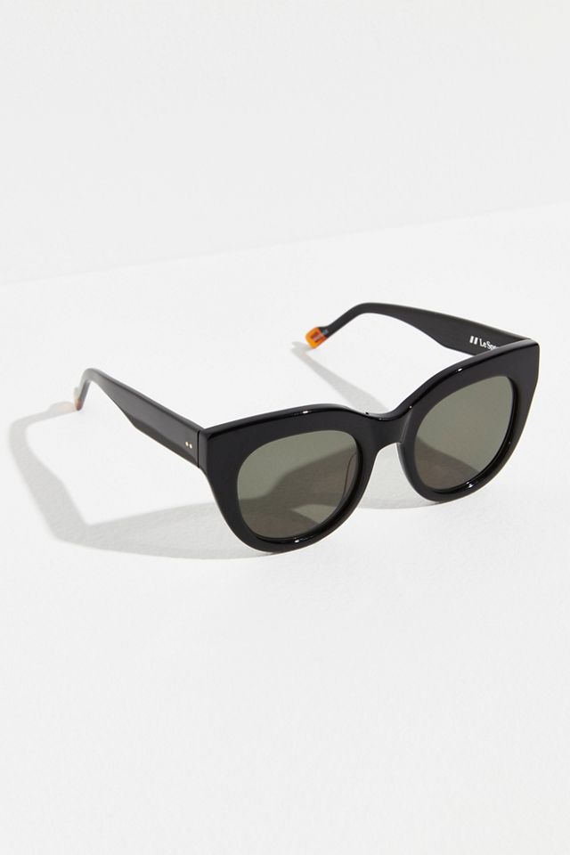 Le Specs Airy Canary in black and tortoise Le Specs Airy Canary Ii Black Female Cat-Eye Sunglasses  main image 2