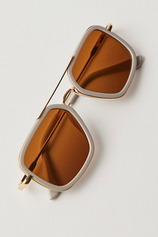 Luna Classic Aviator Sunglasses at Free People in Latte Brown With Chocolate Lens