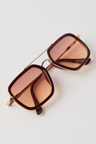 Luna Classic Aviator Sunglasses at Free People in Oxblood