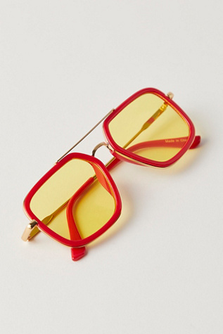 Luna Classic Aviator Sunglasses at Free People in B Red/Verm