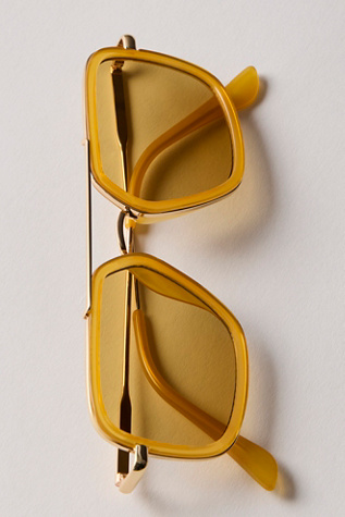 Luna Classic Aviator Sunglasses at Free People in Soft Lemon