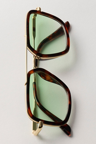 Luna Classic Tinted Aviator Sunglasses at Free People in Tort Lime