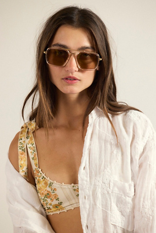 Luna Classic Aviator Sunglasses at Free People in Crystal Grapefruit