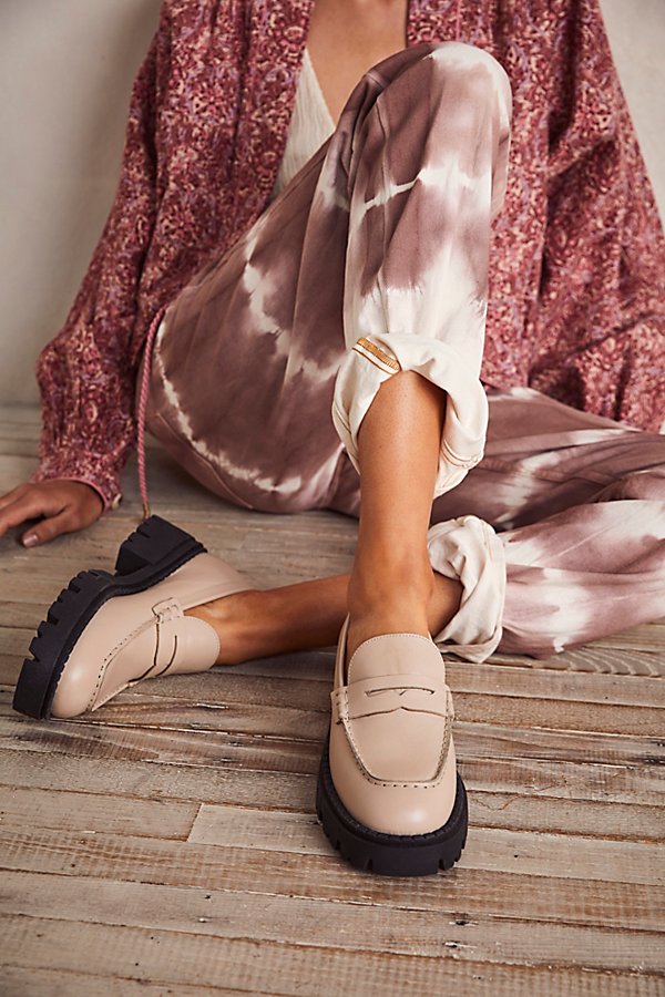 Free People Lyra Lug Sole Loafers In Pearl Sand