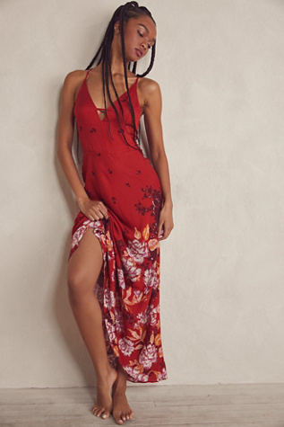 free people first date printed maxi slip dress Get To You Printed Maxi Slip