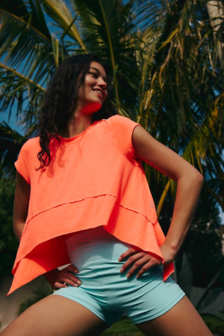 Tempo Short-Sleeve Tee by FP Movement at Free People, Neon Coral, S