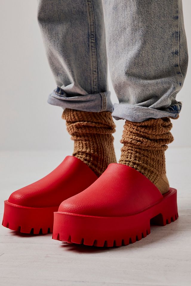 Red platform hot sale mules