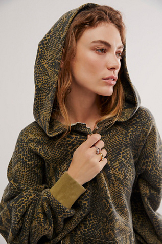 We The Free It's A Vibe Printed Hoodie at Free People in Garden Snake Combo, Size: XL