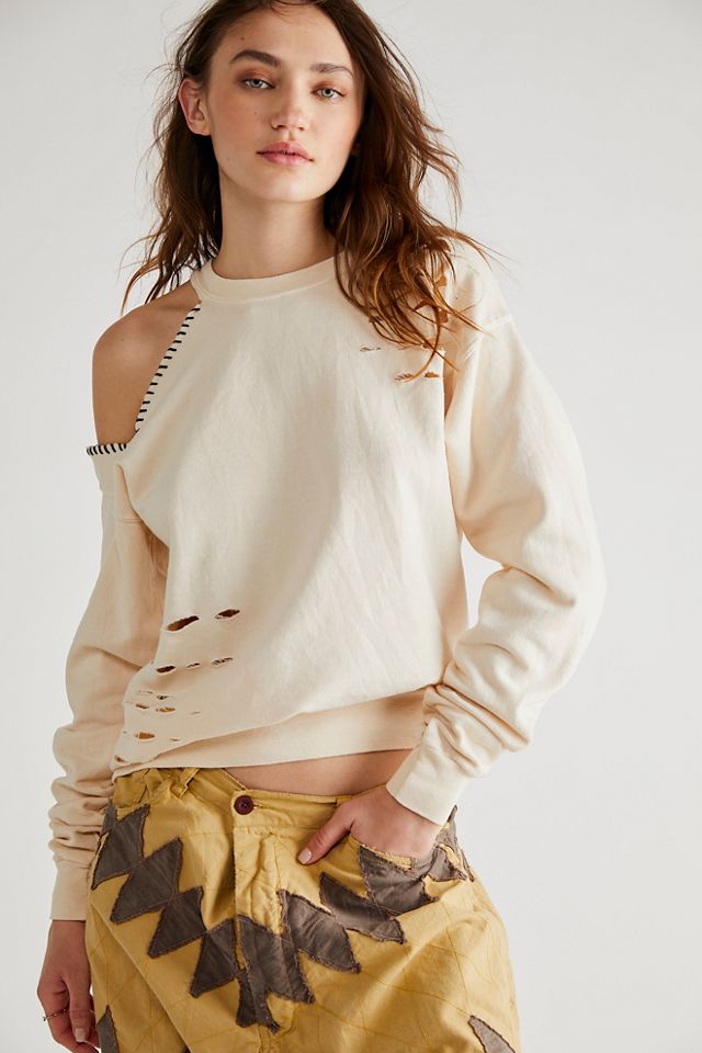 Cut out sleeve sweatshirt sale