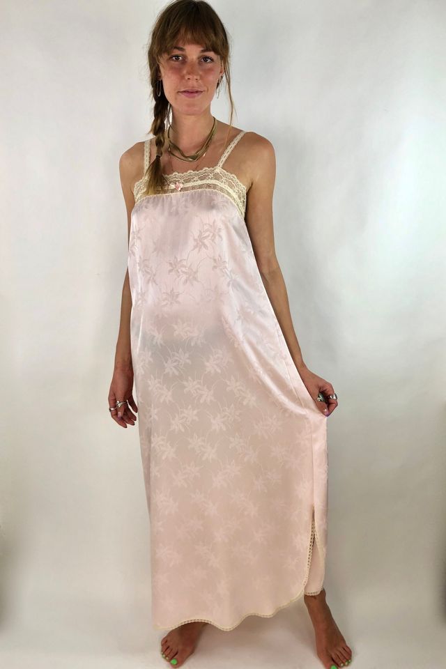 70's Miss Dior Pink Brocade Maxi Slip Dress Selected by Picky Jane