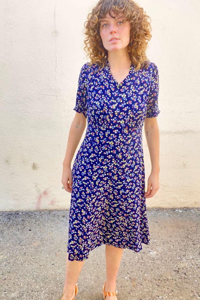 Vintage 1940s Floral Rayon Dress Selected by The Curatorial Dept. Free People