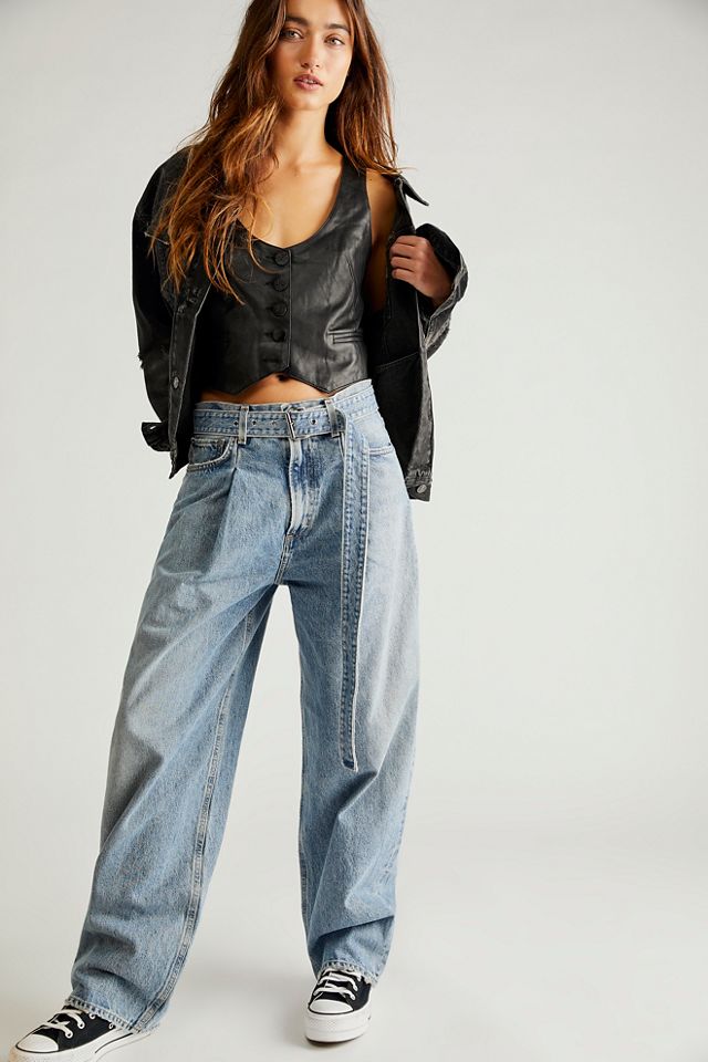 agolde belted baggy jeans