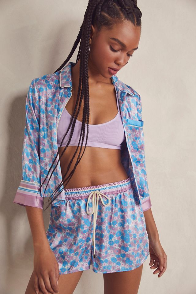 Free People Pillow Talk Satin Short Crop Pajamas