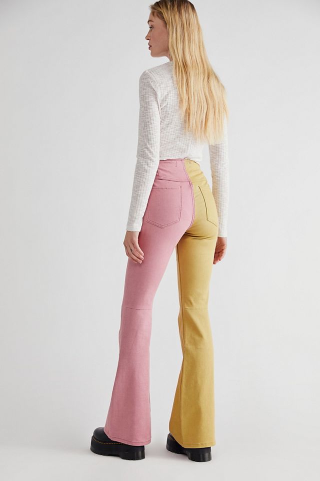Free People Penny Pull-On Colorblock Flare Jeans. 3
