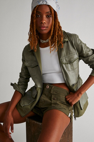 free people green leather jacket