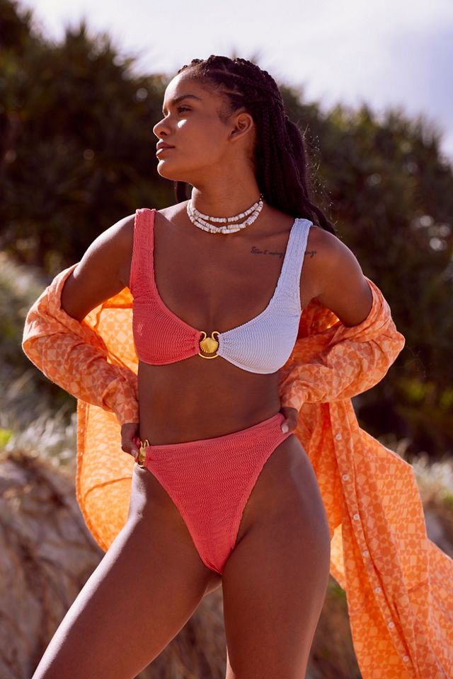 Miami Kini Top & Boomerang Bottoms Coral/Off White