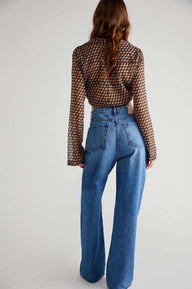 MOTHER SNACKS! The Yummy Puddle Wide Leg Jeans in Delicious