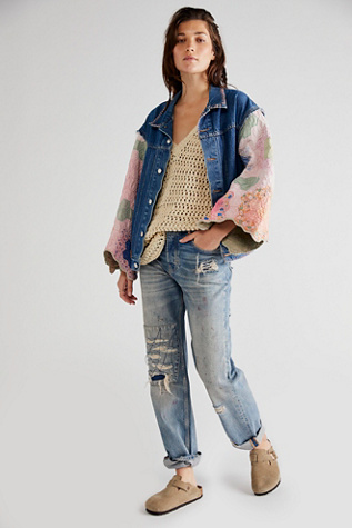 free people patchwork denim jacket